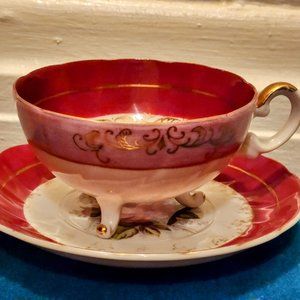 Antique Japanese Mid Century china teacup and saucer set